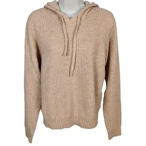 Sage + Stone Heather Oatmeal Waffle Knit Hoodie Sweater 4T01976 Mens Medium